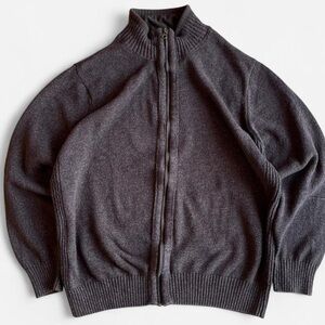 Dockers Men’s Brown Blend Coffee Marl Cotton Knit Full Zip Cardigan Sweater XL